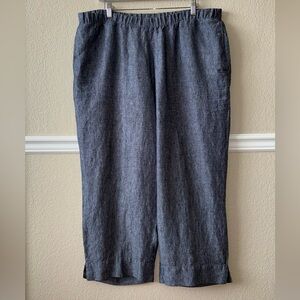 J. Jill 100% Linen Pull On Pants Cropped Elastic Waist Beachy Coastal Resort 1X